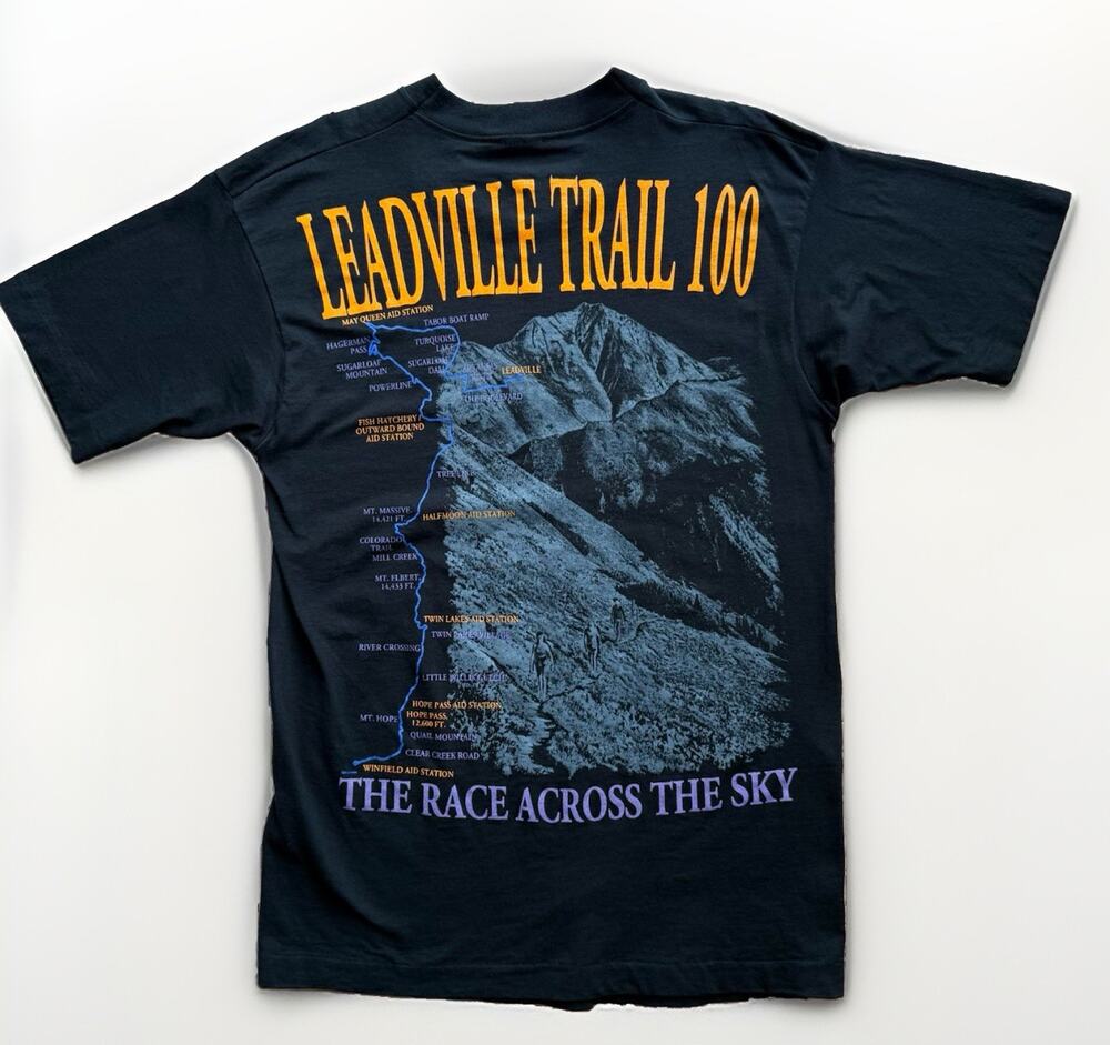 Vintage Colorado Hiking Shirt Large Black 90s Made in USA Leadville 100 Race
